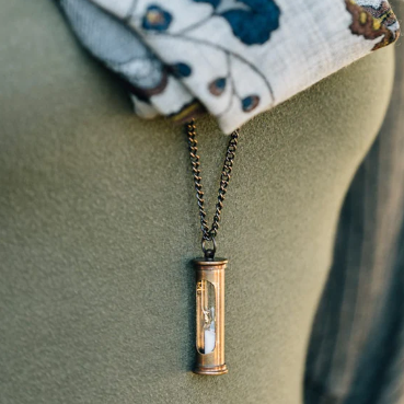 Handcrafted Brass Hourglass Necklace | India Artisans