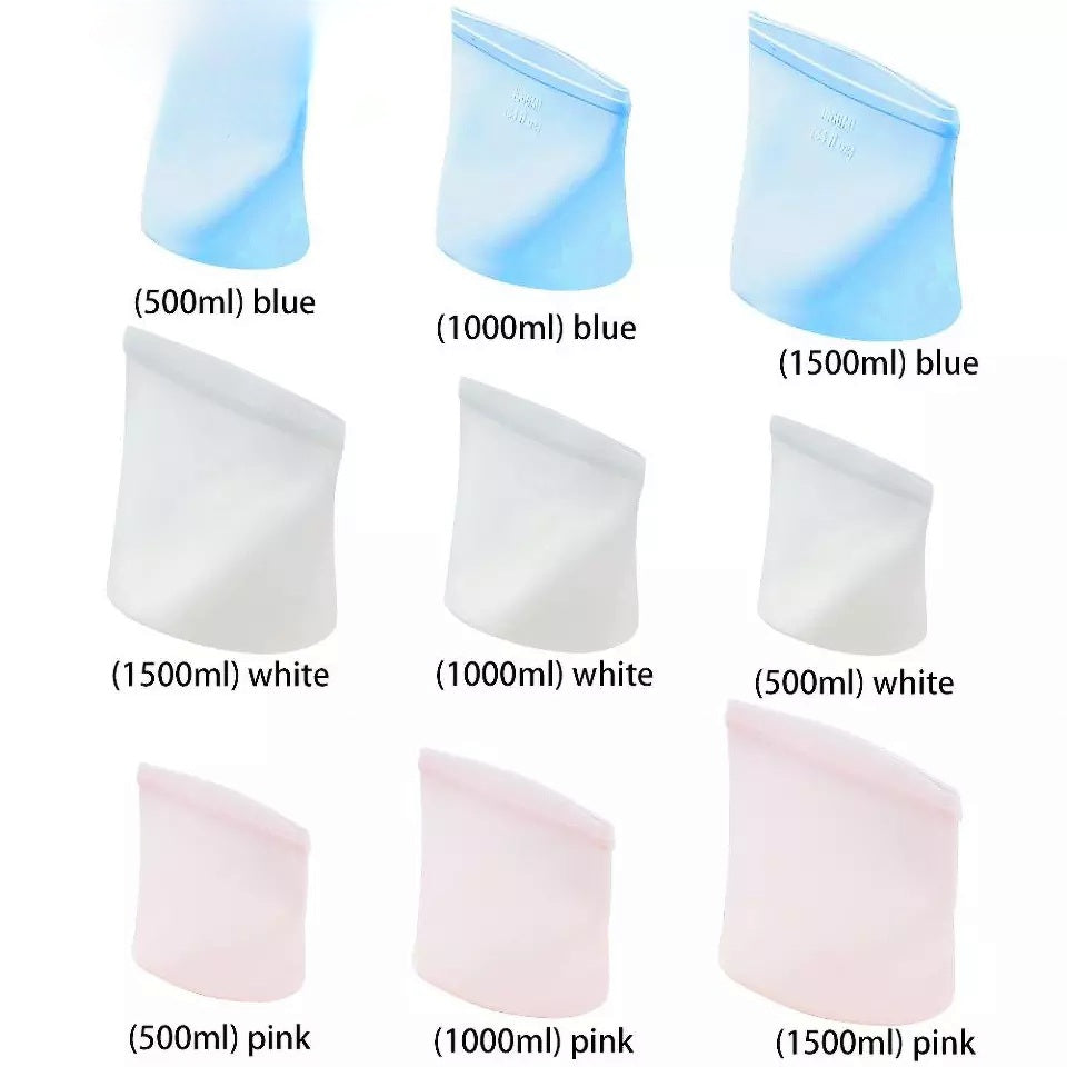 Eco-Friendly Reusable Silicone Food Storage Bags Set of 3