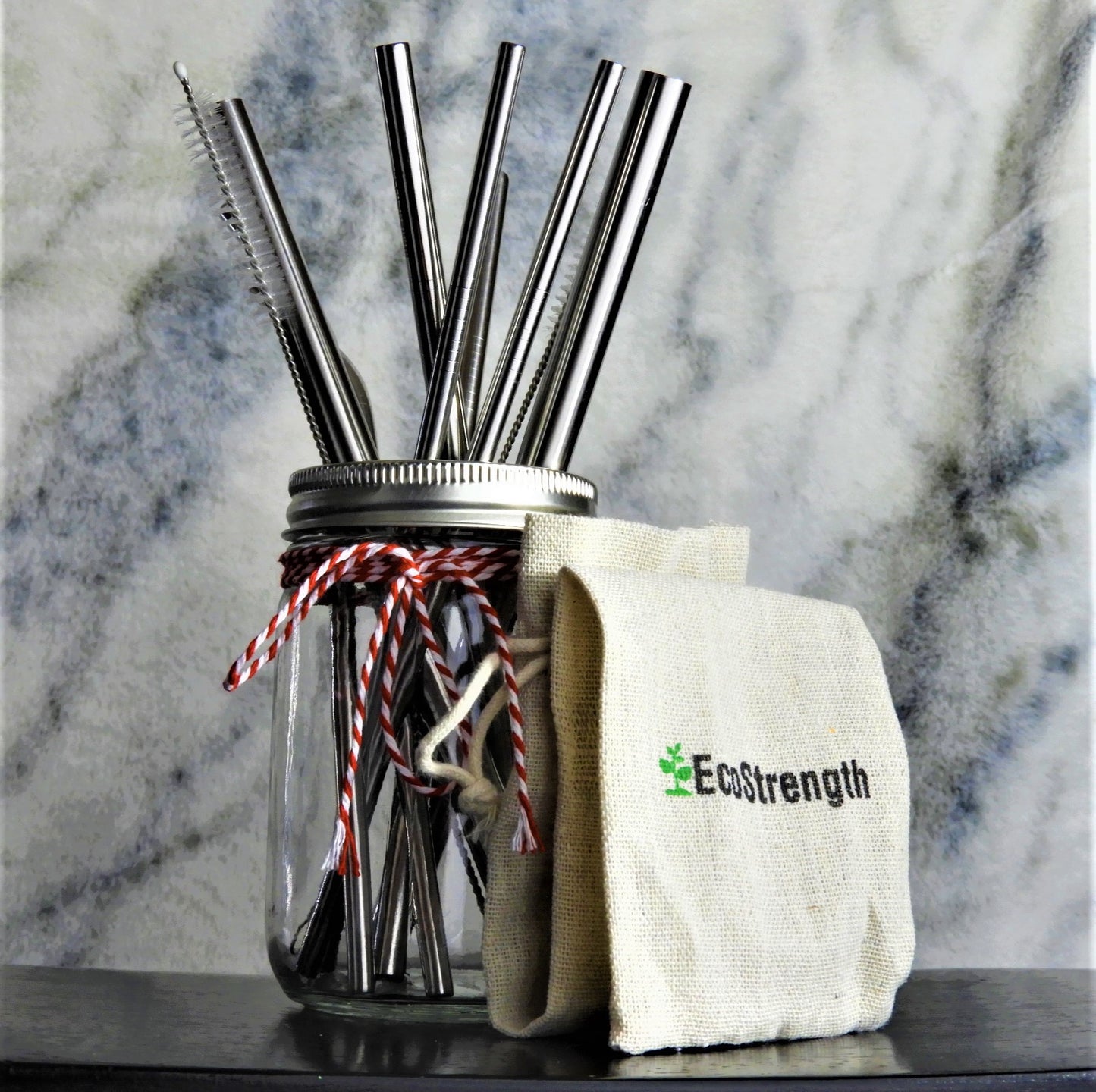 Eco-Friendly Metal Straws Set of 8 with Linen Carry Pouch and Straw Brushes