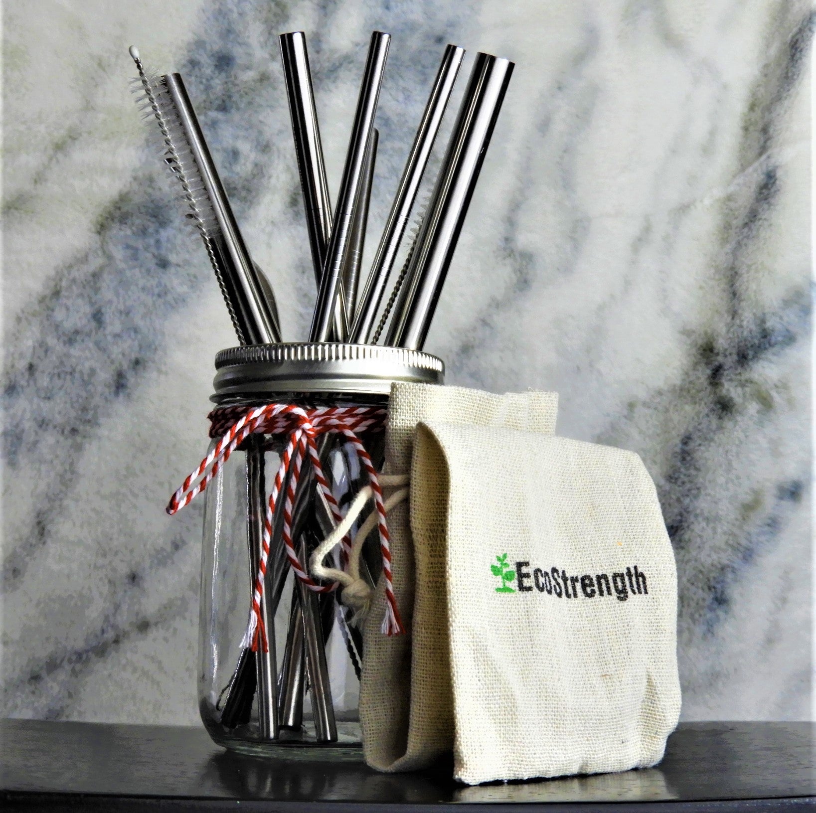 Eco-Friendly Metal Straws Set of 8 with Linen Carry Pouch and Straw Brushes