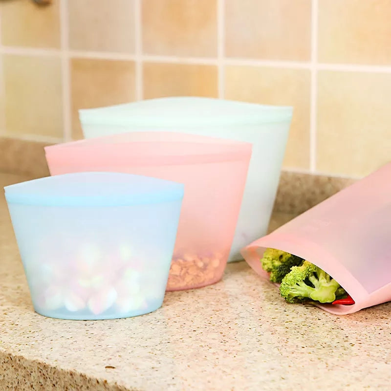 Eco-Friendly Reusable Silicone Food Storage Bags Set of 3 – LunaBranch